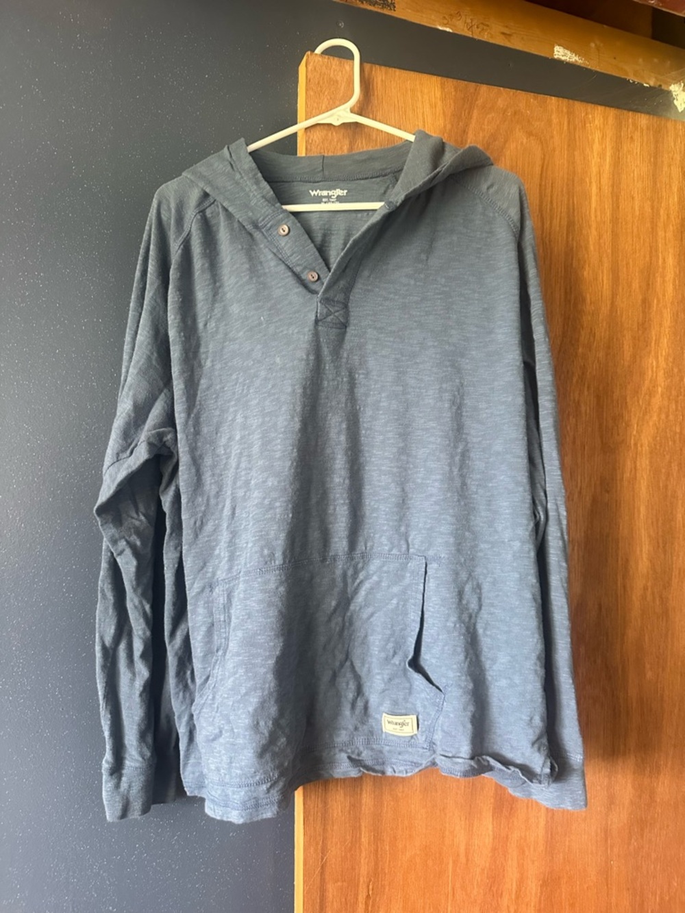 Wrangler Slate Blue Hooded Henley Pullover